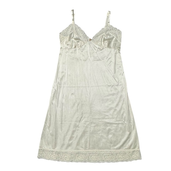 Vintage Barbizon Ivory Satin Slip Dress Womens 38/Med Coquette Tricot Antron III - Picture 1 of 11